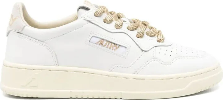 Autry Medalist Low Sneakers In White Leather And Suede Heel Tab Shoes