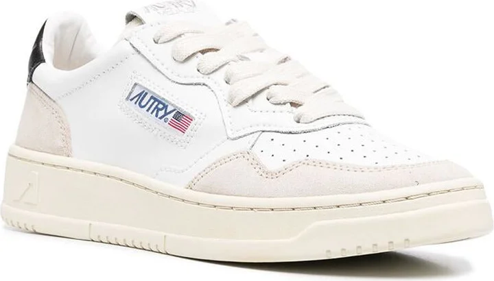 Autry 'Medalist Low' Sneakers In White Leather With Suede Inserts - Image 2