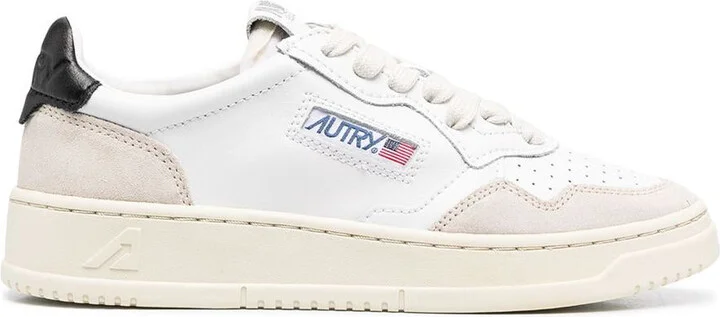 Autry 'Medalist Low' Sneakers In White Leather With Suede Inserts