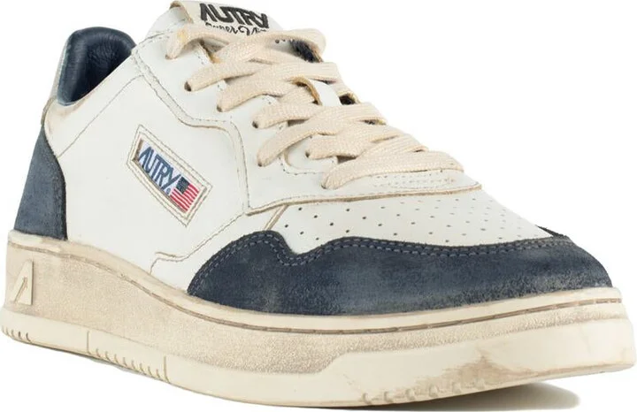 Autry Medalist Low Super Vintage Leather And Suede Space Blue And Silver Sneakers - Image 3