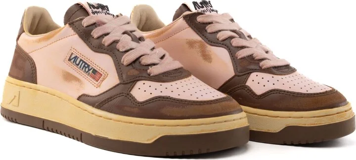 Autry Medalist Low Super Vintage Sneakers In Brown/pink Leather - Image 4
