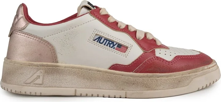 Autry Medalist Low Super Vintage Sneakers In Rose And Copper Leather