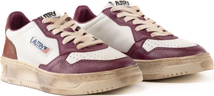 Autry Medalist Low Super Vintage Sneakers In White/purple Leather - Image 4
