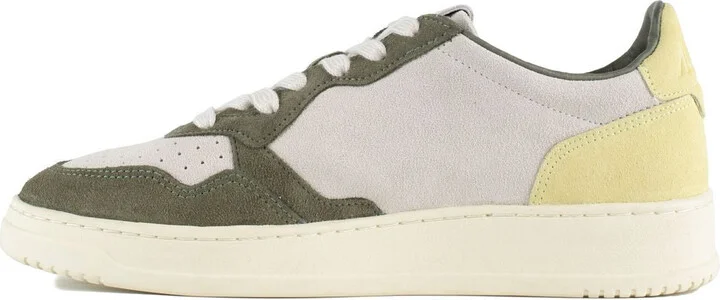 Autry Medalist Low Tricolor Sneakers In Schio Green And Lemon Suede - Image 2