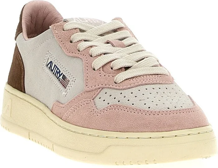 Autry Medalist Low Tricolor Sneakers In Suede Color Powder And Ebony - Image 2