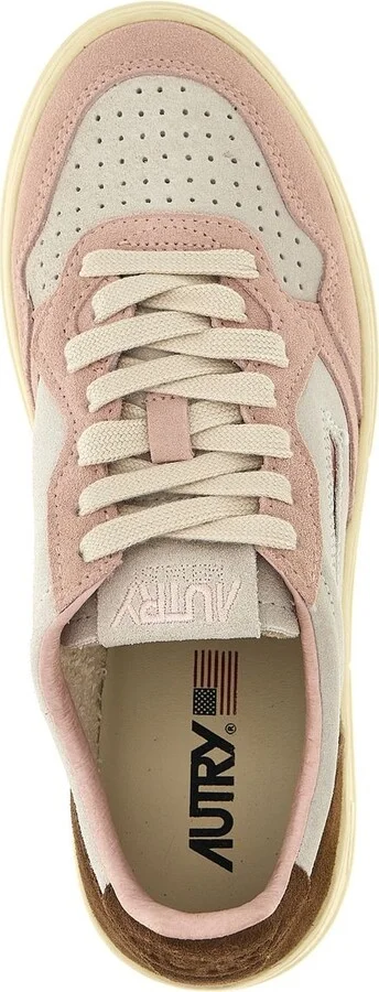 Autry Medalist Low Tricolor Sneakers In Suede Color Powder And Ebony - Image 6
