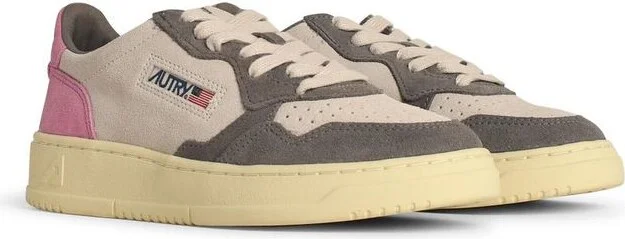 Autry Medalist Low Tricolor Suede Sneakers Pink And Slate Color - Image 2