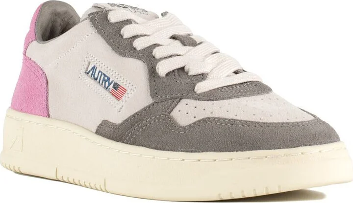 Autry Medalist Low Tricolor Suede Sneakers Pink And Slate Color - Image 3