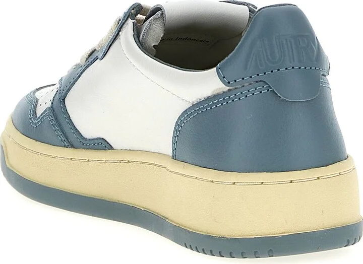 Autry Medalist Low Two-Tone White And Silver Blue Leather Sneakers - Image 3