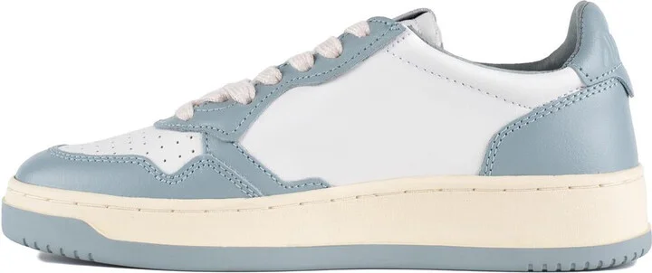 Autry Medalist Low Two-Tone White And Silver Blue Leather Sneakers - Image 2