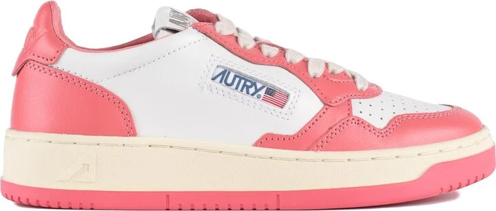 Autry Medalist Low Two-Tone White Leather And Tearose Sneakers