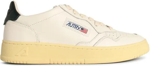 Autry 'Medalist Low' White And Green Leather Sneakers