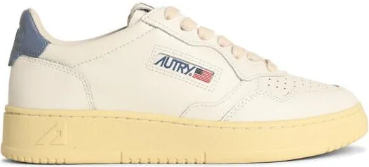 Autry 'Medalist Low' White And Light Blue Leather Sneakers