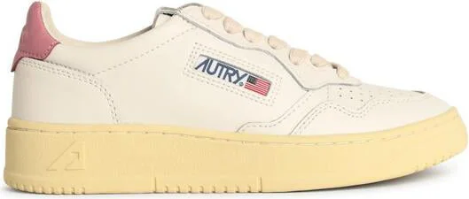 Autry 'Medalist Low' White And Pink Leather Sneakers
