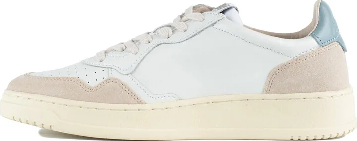 Autry Medalist Low White And Silver Blue Leather And Suede Sneakers - Image 2