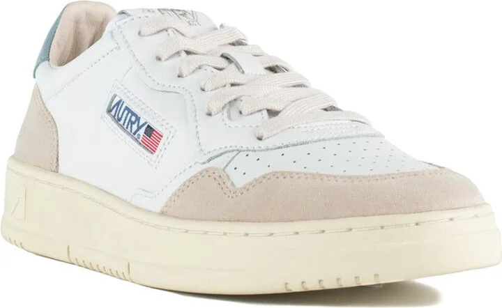 Autry Medalist Low White And Silver Blue Leather And Suede Sneakers - Image 3