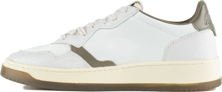 Autry Medalist Low White Leather And Covert Green Sneakers - Image 2