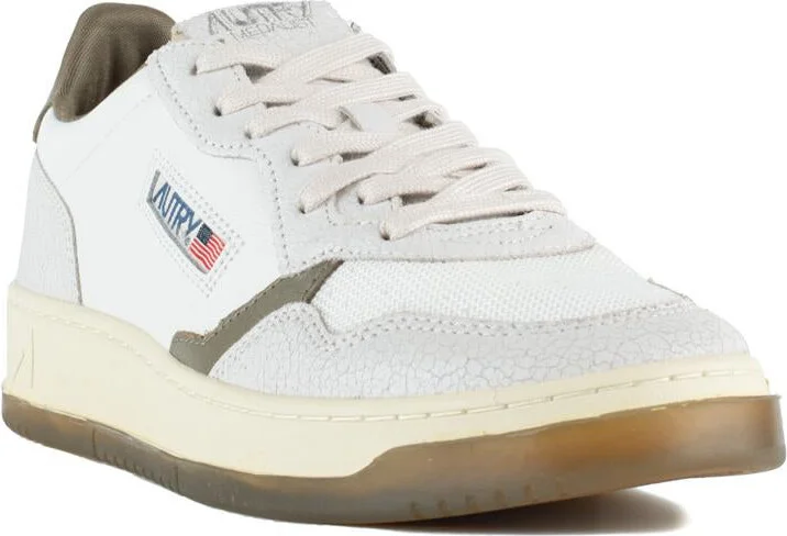 Autry Medalist Low White Leather And Covert Green Sneakers - Image 3