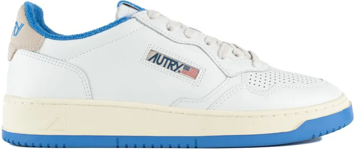 Autry Medalist Low White Leather And Palace Blue Sneakers