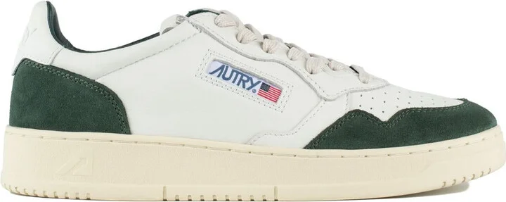 Autry Medalist Low White Leather And Suede Bottle Sneakers
