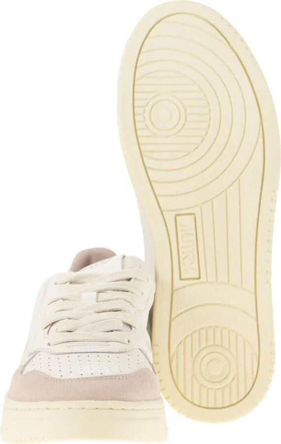 Autry Medalist Low - White Leather And Suede Sneakers In Powder - Image 5