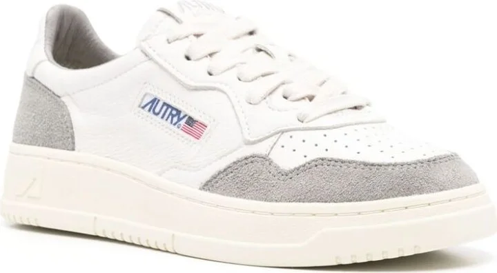 Autry Medalist Low - White Leather And Suede Sneakers In Powder - Image 2