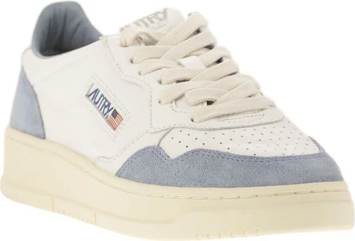 Autry Medalist Low - White Leather And Suede Sneakers In Powder - Image 2
