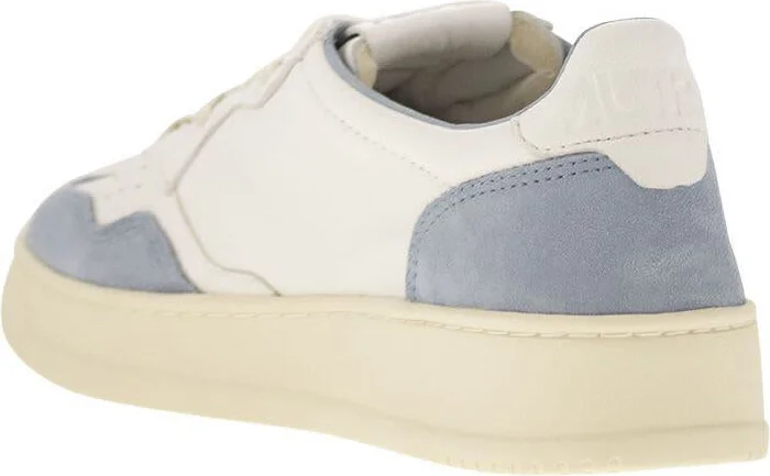 Autry Medalist Low - White Leather And Suede Sneakers In Powder - Image 3