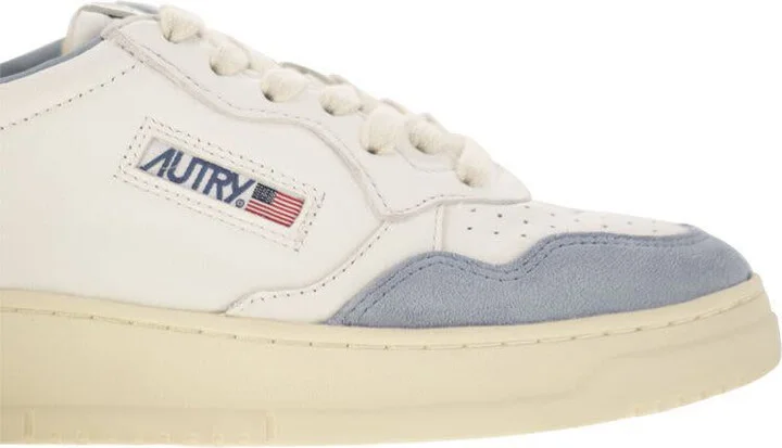 Autry Medalist Low - White Leather And Suede Sneakers In Powder - Image 6