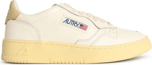 Autry 'Medalist Low' White Leather And 'Tidal Foam' Sneakers