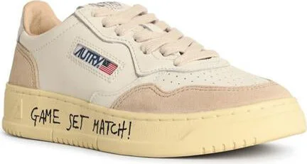 Autry 'Medalist Low' White Leather Lettering Sneakers - Image 2