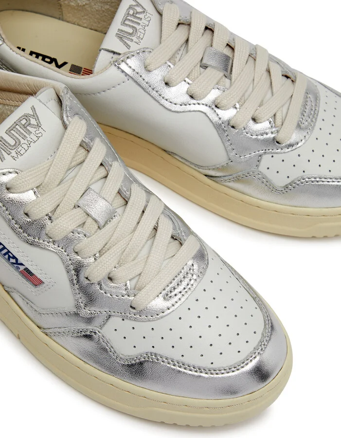Autry Medalist Panelled Metallic Leather Sneakers - Image 3