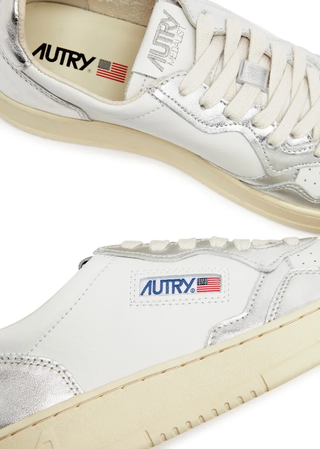 Autry Medalist Panelled Metallic Leather Sneakers - Image 4