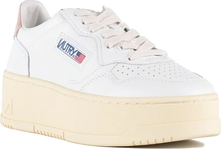 Autry Medalist Platform Leather Sneakers Color White And Powder Pink - Image 3