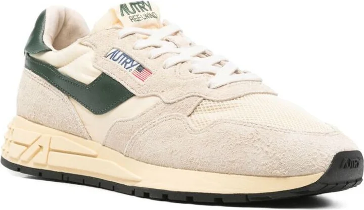 Autry Medalist Sneakers In Beige And Dark Green With Suede Inserts - Image 2