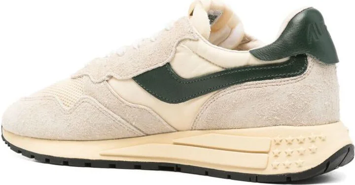 Autry Medalist Sneakers In Beige And Dark Green With Suede Inserts - Image 3
