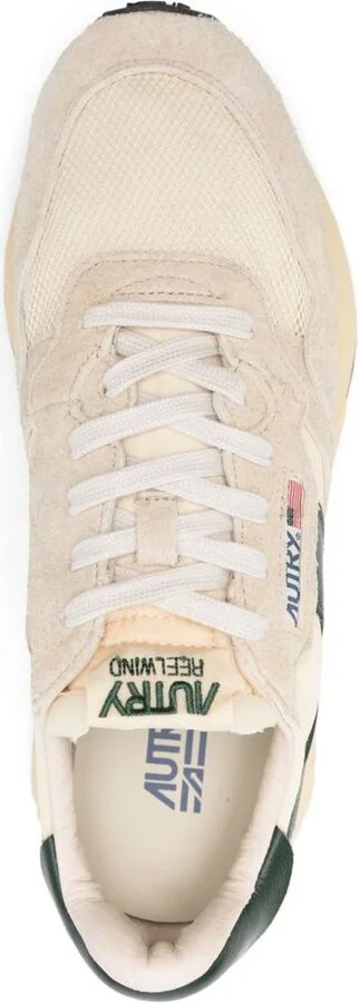 Autry Medalist Sneakers In Beige And Dark Green With Suede Inserts - Image 4