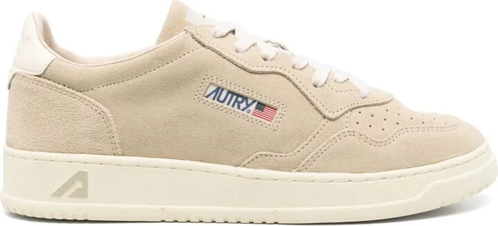 Autry 'Medalist' Sneakers In Beige Suede Leather