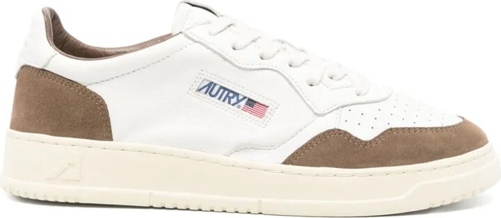 Autry Medalist Sneakers In White Leather And Brown Suede