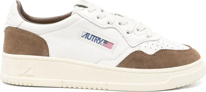 Autry Medalist Sneakers In White Leather With Brown Suede