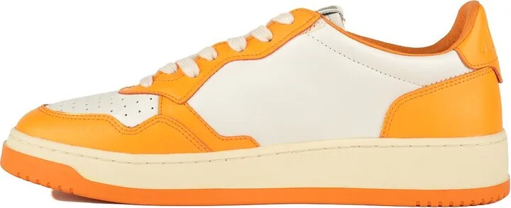 Autry Orange White Two-Tone Leather Medalist Low Sneakers - Image 2