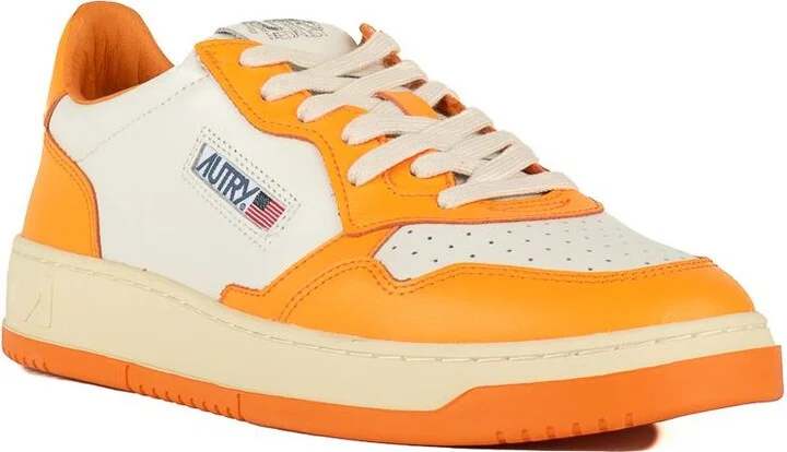 Autry Orange White Two-Tone Leather Medalist Low Sneakers - Image 3