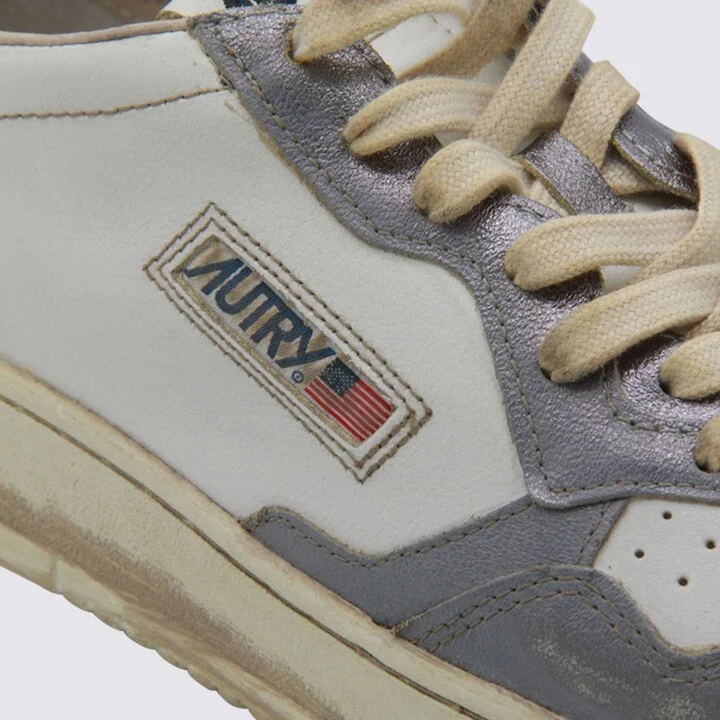 Autry Platinum And Silver Leather Sneakers - Image 4