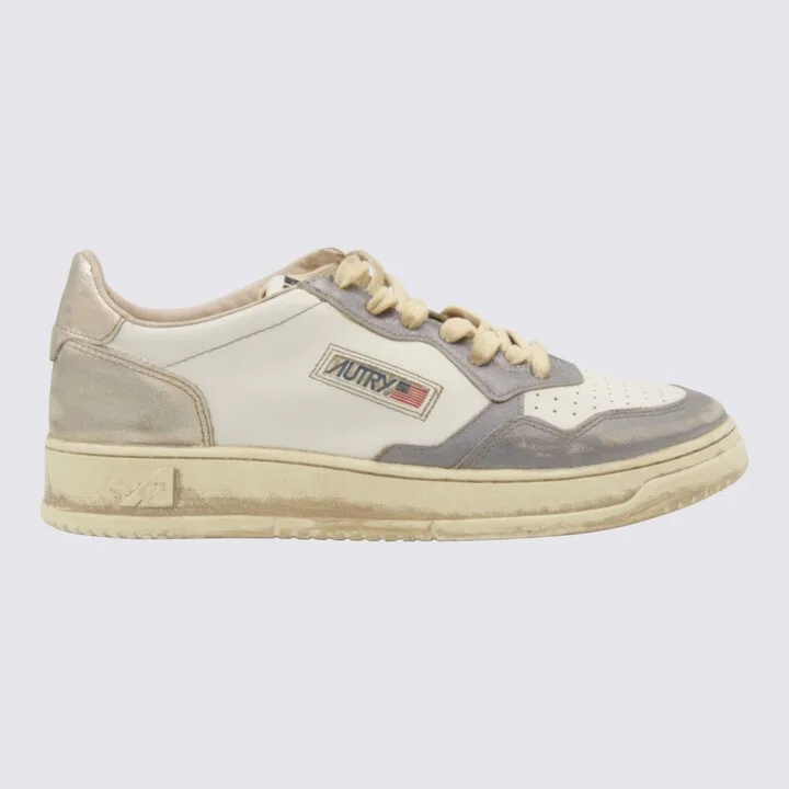 Autry Platinum And Silver Leather Sneakers