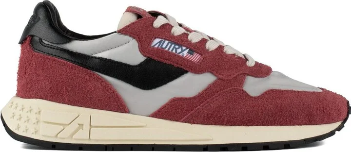 Autry Red And Black Suede And Nylon Reelwind Low Sneakers