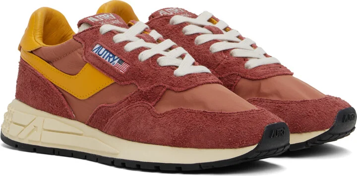 AUTRY Red & Orange Reelwind Low Sneakers - Image 4