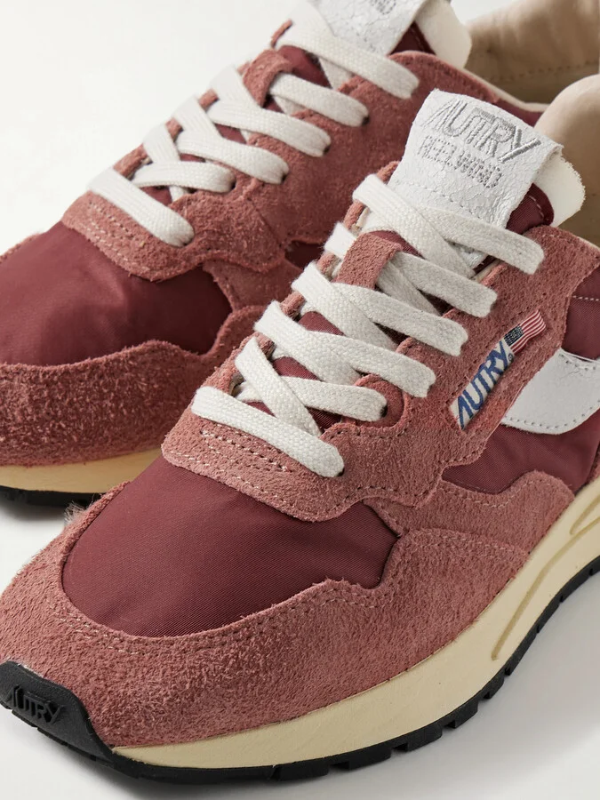 Autry - Reelwind Leather-trimmed Suede And Shell Sneakers - Burgundy - Image 4