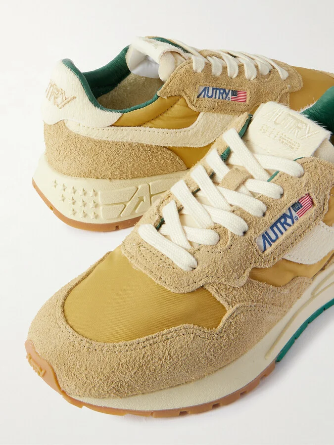 Autry - Reelwind Low Calf Hair-trimmed Suede And Shell Sneakers - Brown - Image 4