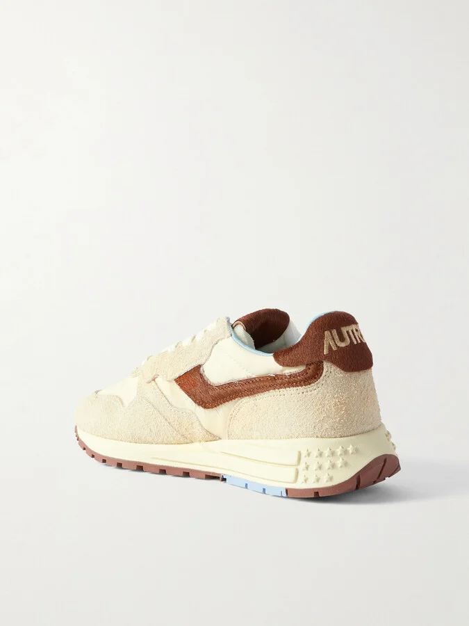 Autry - Reelwind Low Calf Hair-trimmed Suede And Shell Sneakers - Cream - Image 3