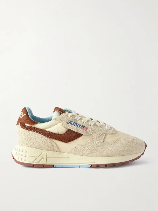 Autry - Reelwind Low Calf Hair-trimmed Suede And Shell Sneakers - Cream